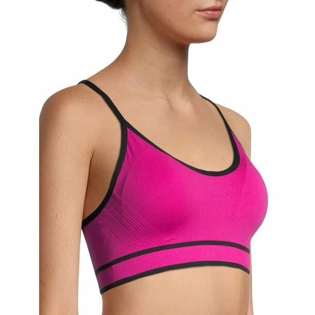 AVIA SEAMLESS LOW IMPACT SPORTS BRA MAGNETA PINK BLACK BRA PADS NYLON/SPAN XXL