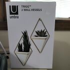 NEW Umbra Trigg Hanging Planter Vase Geometric Wall Decor Container  White/Gold