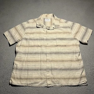 REI CO-OP Shirt Mens XXL Beige Camp Stripe Hemp Blend Utility Pockets Outdoor - Picture 1 of 10