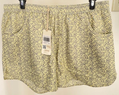 Pantalones Cortos Mountain Khakis Hailey Para Mujer Amarillo y Gris Bolsillos Abertura Lateral Pequeños NUEVO Foto 1 de 4
