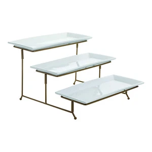 Gibson Elite Gracious Dining 3 Tier Rectangular Serving Platter Cake Stand(Used) - Picture 1 of 3