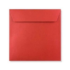 155 x 155 Cardinal Red Square Pearlescent Envelope | Peel/Seal | Straight Flap - Picture 1 of 3