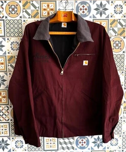 Carhartt Detroit 2000s Chaqueta Reelaborada Hombre’s Grande Borgoña Gris - Imagen 1 de 9