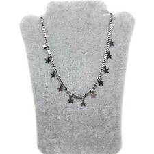 Necklace Silver Star Pendant Chain Choker Curb Link S.Steel Womens Girls Fashion