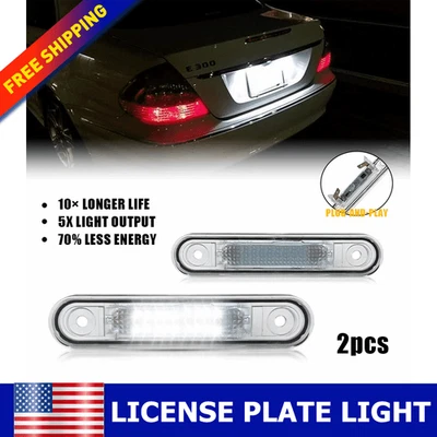 2x Luz LED blanca de matrícula para Mercedes-Benz W202 Clase C AUXITO 1993-1997 Foto 1 de 4