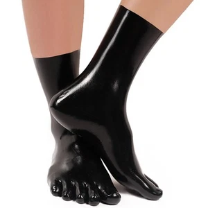 Latex Toe Socks for Clothing, Black Rubber Cosplay Party Socks L (US, Alpha, ... - Picture 1 of 7