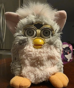 1998 Furby Pink & Gray Tiger Electronics Toy w/ Tag Vintage Original – WORKS - Picture 1 of 12