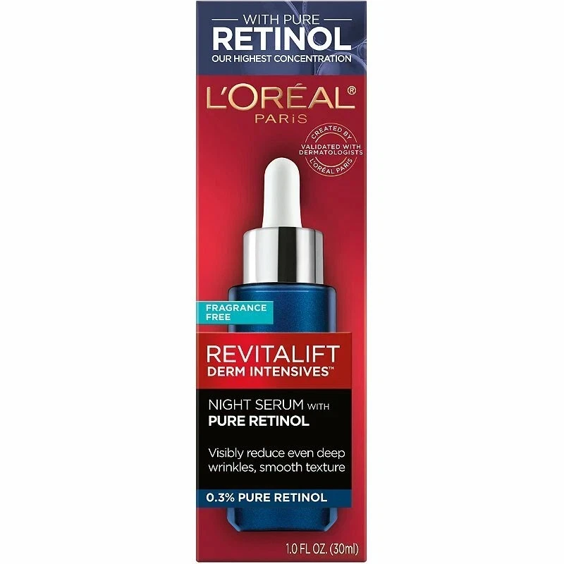 Suero nocturno L'Oreal Paris Revitalift Derm Intensives 0,3 % retinol puro - 1,0 oz. Foto 1 de 1