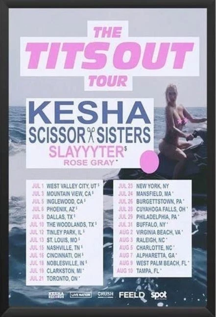 2025 Kesha ‘The Tits Out Tour’ Poster,