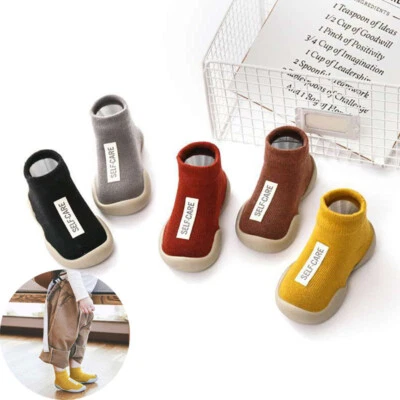 Zapatos de bebé caminantes primeros niños pequeños bebé suela de goma suave botines tejidos antideslizantes Foto 1 de 4