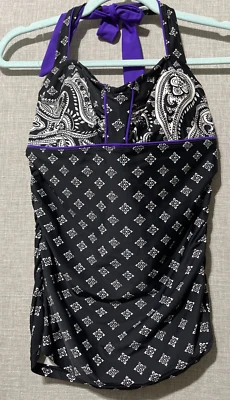 Athleta Swim Top Women's 34 D/DD Black Namaste Bra Cup  Tankini Halter - Image 1 of 4