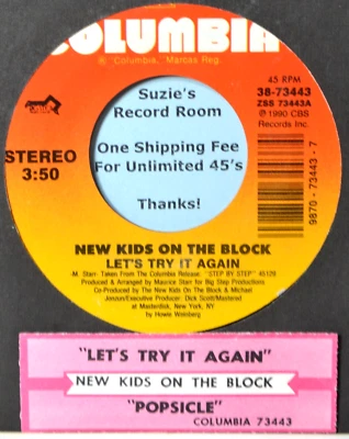 New Kids on the Block Let's Try It Again Jukebox Strip/ EX 45 7" Vinyl -Coupons! - Image 1 of 3