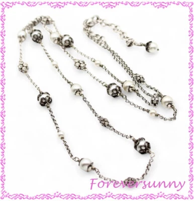 Collar largo de perlas Brighton Atma de cristal de plata Foto 1 de 4