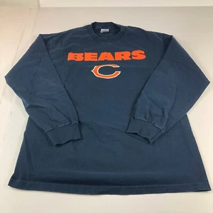 Y2K NFL Football Chicago Bears Shirt Adult Large Blue Faded Long Sleeve Tee - Picture 1 of 14