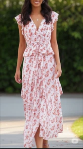 Ulla Johnson Avia Seidenkleid Größe 8 Glyzinie fließend Rüschen romantisch kokett Boho - Bild 1 von 11