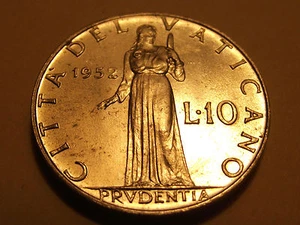 #3102 Vatican City; 10 Lire 1952 BU - Picture 1 of 2