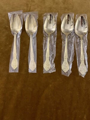 Rogers Set of 5 Soup Spoons Stanley Roberts Royalty Electroplate Gold Flatware - Image 1 of 3