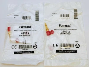 Lot of 2 POMONA 2382-2 Red Miniature Binding Post Gold Plating - Picture 1 of 3
