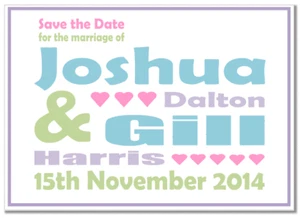 Save the Date Wedding Cards, pack of 10 & envs, personalised pastel text a032 - Picture 1 of 9