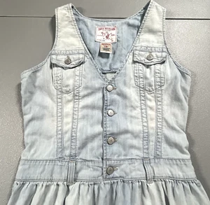 True Religion Denim Button Front Sleeveless Dress Size Large Roxanne Chambray - Picture 1 of 17