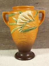 Vintage 1945 Roseville Pottery Freesia Brown Vase 121-8