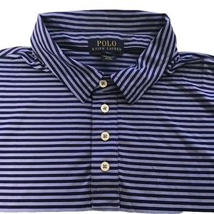 Ralph Lauren Polo Striped Blue Black Short Sleeve Shirt Youth Size XL (18-20) - Picture 1 of 7