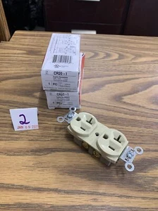 (2) NEW PASS & SEYMOUR CR20-I IVORY DUPLEX RECEPTACLE 20AMP 125V - Picture 1 of 6