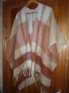Fat Face Boucle Checked Cape Shawl Wrap BNWT One Size - Picture 1 of 1