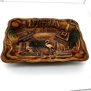 Vintage Florida Souvenir Faux Wood Bowl Wall Hanging by Arrow 12 x 5.5 x 3.5 - Picture 1 of 8