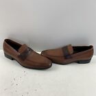 Bruno Magli MINEO Brown Leather Round Toe Slip On Penny Loafers Men‘s Size 9 M