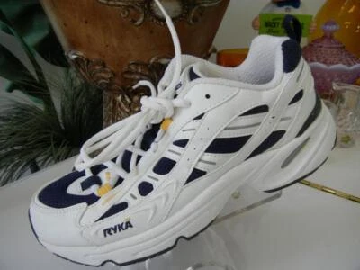 ZAPATOS PARA CORRER DE ENTRENAMIENTO RYKA NITRACEL GUIDE CONTROL VERITAS DE CUERO BLANCO AZUL MARINO Foto 1 de 4