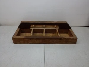 Wooden Storage Compartment Tray With Handle Vintage Hardware Tackle Organization - Picture 1 of 7
