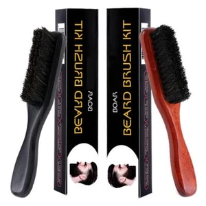 Wood Handle Men's Beard Brush Mustache Comb Facial Hair Brush Soft Bristles - Picture 1 of 7