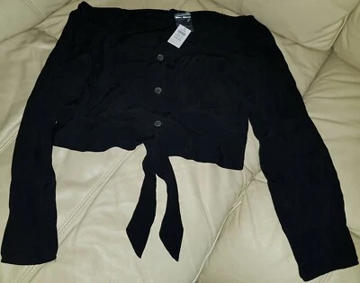 Jay Jays Black Long Sleeve Crop Top Cardigan Size Medium New with tags - image 1 of 3