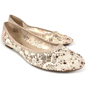 Zapatos planos de ballet Zigi Soho talla 6 adornados de encaje hipnotizar crema - Imagen 1 de 8