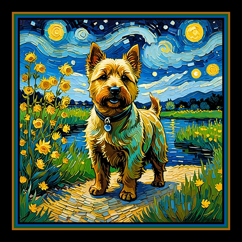 Imán grande para refrigerador Norwich Terrier Starry Night Foto 1 de 1