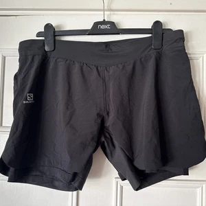 Salomon 2 in 1 Running Shorts Womens L Black - Picture 1 of 5