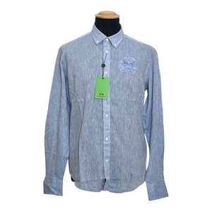 Camisa LA MARTINA manga larga hombre lino algodón azul claro Regular Fit 189€ ¡NUEVA! - Imagen 1 de 10