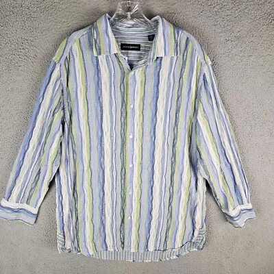 Camisa de algodón con botones Jhane Barnes para hombre talla grande a rayas Foto 1 de 4