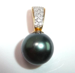 Anhänger 585 Gelbgold 0.15ct. Diamanten Tahiti-Perle Vario Clip 4,3gr - Bild 1 von 10