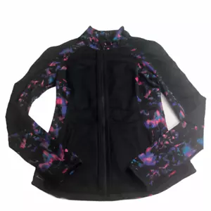 Nordstrom Zella Reversible Yoga Full Zip Jacket Mock Neck Black Purple Small - Picture 1 of 10