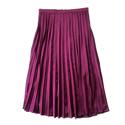 NWT J.Crew Tall Pleated Midi in Vintage Burgundy Satin A-line Skirt 6T $98 - Image 1 of 4