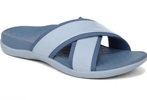 Sandalias ortopédicas Vionic Merced para mujer 7 correas cruzadas deslizables azul cielo nuevas - Imagen 1 de 10