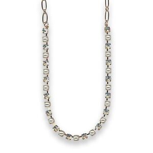 Necklace by Mariana Timeless Pearl and Clear Swarovski Crystals