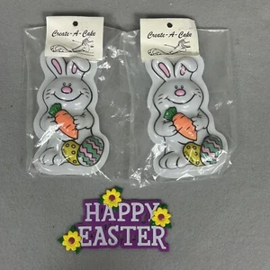 Vintage Lot of 3 Easter Bunny Cake Toppers Decorations Decopac - Picture 1 of 9