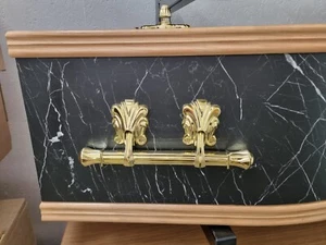Black Marble Effect Coffin - Real Oak Veneer Lid & Trim (Various Sizes) - Picture 1 of 3