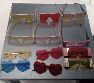 Lot of 12 Oversized Colored Sunglasses Women's Vintage Look NEW Costume Dress up - Picture 1 of 3