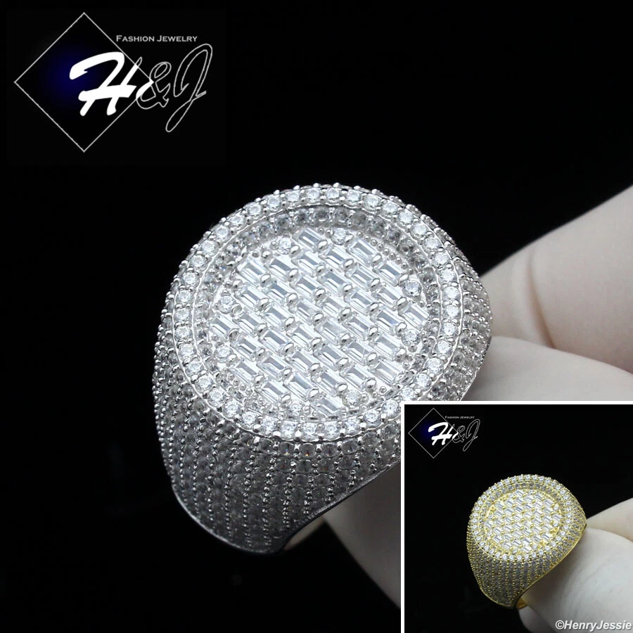 ANILLO REDONDO HOMBRE PLATA ESTERLINA 925 ICY BLING CIRCONITA CHAPADO EN ORO/PLATA 3D*SR189 Foto 1 de 1