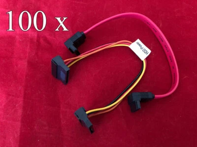100 x Par de Cabos de Energia e Dados SATA 3.0 Ângulo Direito SSD HDD Disco Rígido, lote - Imagem 1 de 4