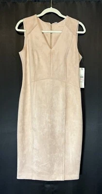 NUEVO Vestido Calvin Klein Natural Imitación Gamuza Sin Mangas Rosa Rubor Talla 10 Nuevo con Etiquetas Foto 1 de 4